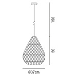 ΦΩΤΙΣΤΙΚΟ ΚΡΕΜΑΣΤΟ ΜΟΝΟΦΩΤΟ Ε27 MAX 60WD370X500 RATTAN  ΜΑΥΡΟ ARTE ILLUMINA KAI - Image 3