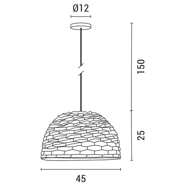 ΦΩΤΙΣΤΙΚΟ ΚΡΕΜΑΣΤΟ ΜΟΝΟΦΩΤΟ Ε27 MAX 60W Ø450X250 RATTAN ARTE ILLUMINA KAI - Image 3