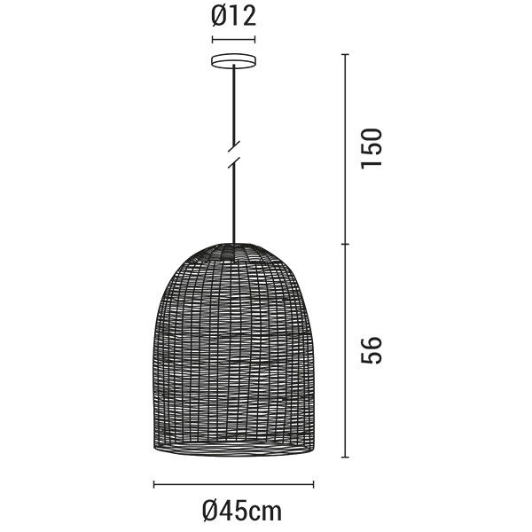 ΦΩΤΙΣΤΙΚΟ ΚΡΕΜΑΣΤΟ ΜΟΝΟΦΩΤΟ Ε27 MAX 15W D450XH560 RATTAN  ΛΕΥΚΟ ARTE ILLUMINA KAI - Image 3