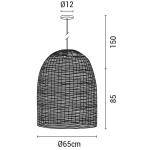 ΦΩΤΙΣΤΙΚΟ ΚΡΕΜΑΣΤΟ ΜΟΝΟΦΩΤΟ Ε27 MAX 15W D650XH850 RATTAN ΛΕΥΚΟ ARTE ILLUMINA KAI - Image 3