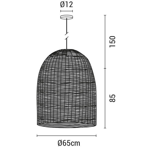 ΦΩΤΙΣΤΙΚΟ ΚΡΕΜΑΣΤΟ ΜΟΝΟΦΩΤΟ Ε27 MAX 15W D650XH850 RATTAN ΛΕΥΚΟ ARTE ILLUMINA KAI - Image 3