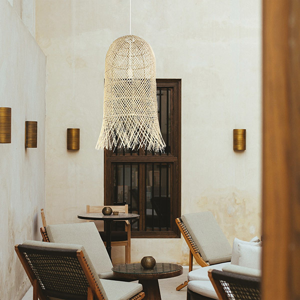 ΦΩΤΙΣΤΙΚΟ ΚΡΕΜΑΣΤΟ ΜΟΝΟΦΩΤΟ Ε27 MAX 60W Ø350X2300 RATTAN ΦΥΣΙΚΟ ΧΡΩΜΑ ARTE ILLUMINA KAI - Image 2