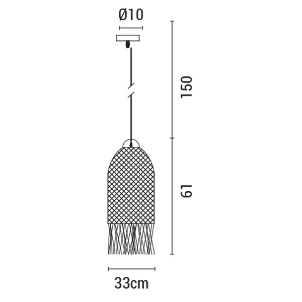 ΦΩΤΙΣΤΙΚΟ ΚΡΕΜΑΣΤΟ ΜΟΝΟΦΩΤΟ Ε27 MAX 60W Ø33x210mm RATTAN ΜΑΥΡΟ ARTE ILLUMINA KAI - Image 3