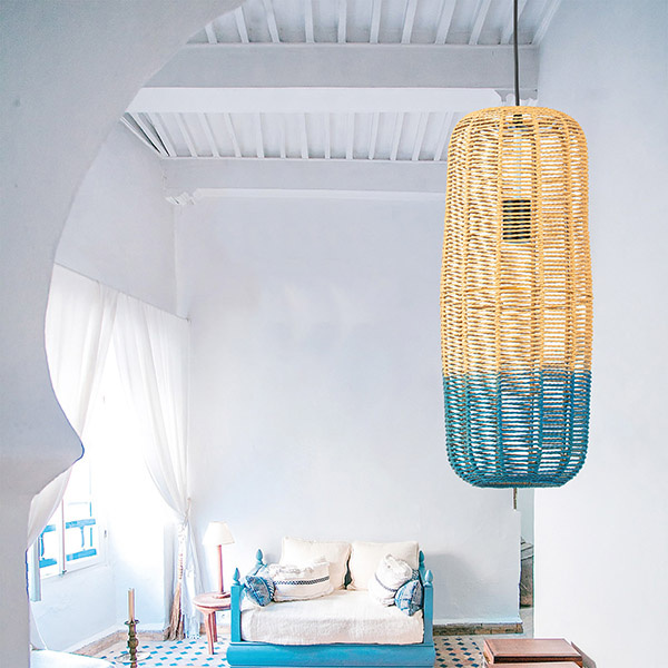 ΦΩΤΙΣΤΙΚΟ ΚΡΕΜΑΣΤΟ ΜΟΝΟΦΩΤΟ Ε27 D220XH520 RATTAN ΛΕΥΚΟ ΓΑΛΑΖΙΟ ARTE ILLUMINA KAI - Image 2