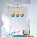 ΦΩΤΙΣΤΙΚΟ ΚΡΕΜΑΣΤΟ 3ΦΩΤΟ Ε27 L1000XH1200 RATTAN ΛΕΥΚΟ ΓΑΛΑΖΙΟ ARTE ILLUMINA KAI - Image 2