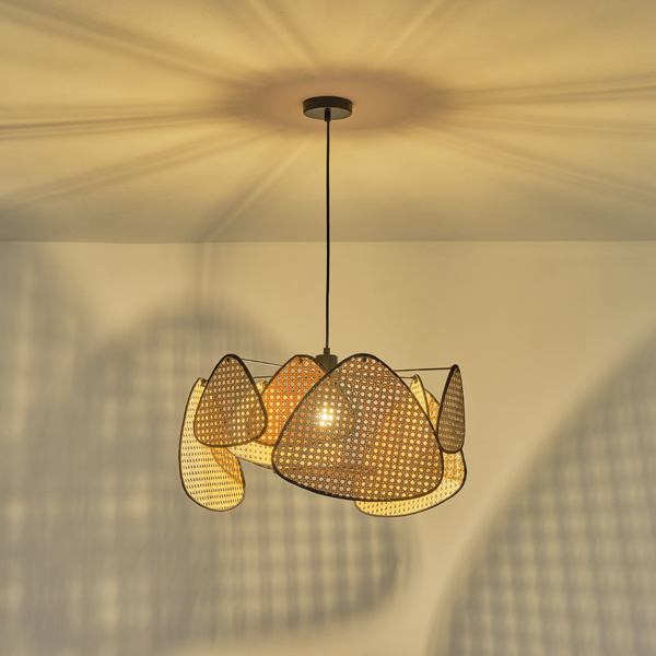 ΦΩΤΙΣΤΙΚΟ ΚΡΕΜΑΣΤΟ ΡΑΤΤΑΝ 1XE27 Max15w 390Χ1270mm ΚΑΦΕ-ΜΑΥΡΟ ARTE ILLUMINA KAI - Image 3