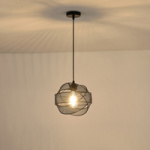 ΦΩΤΙΣΤΙΚΟ ΚΡΕΜΑΣΤΟ ΜΕΤΑΛΛΟ 1xΕ27 Max15w 450X450X1340mm ΜΑΥΡΟ ARTE ILLUMINA OGGI - Image 3