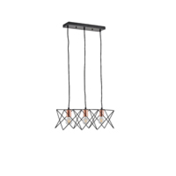 ΦΩΤΙΣΤΙΚΟ ΚΡΕΜΑΣΤΟ ΜΕΤΑΛΛΟ 3ΦΩΤΟ 3XE27 Max15w 517X175X1240mm ΜΑΥΡΟ ARTE ILLUMINA BRAWCK - Image 2