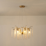 ΦΩΤΙΣΤΙΚΟ ΚΡΕΜΑΣΤΟ ΜΕΤΑΛΛΟ-ΔΙΑΦΑΝΕΣ ΓΥΑΛΙ 6ΦΩΤΟ 6XE14 ΜΑΧ 8W Φ590mm ARTE ILLUMINA DYNASTY - Image 3