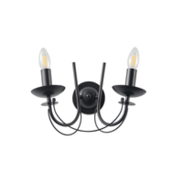 ΑΠΛΙΚΑ TOIXOY ΜΕΤΑΛΛΙΚΗ ΔΙΑΦΑΝΕΣ ΓΥΑΛΙ 2XE27 Max15w 320X300mm ΜΑΥΡO ARTE ILLUMINA VAULT - Image 2