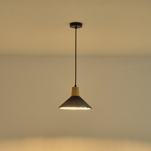 ΦΩΤΙΣΤΙΚΟ ΚΡΕΜΑΣΤΟ RUBBER WOOD-ΤΣΙΜΕΝΤΟ 1xΕ27 Max15w 250X250X180mm ΜΑΥΡΟ ARTE ILLUMINA GESSO - Image 3