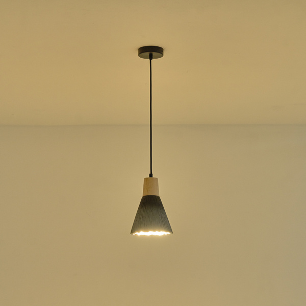 ΦΩΤΙΣΤΙΚΟ ΚΡΕΜΑΣΤΟ RUBBER WOOD-ΤΣΙΜΕΝΤΟ 1xΕ27 Max15w 160X160X220mm ΜΑΥΡΟ ARTE ILLUMINA GESSO - Image 3