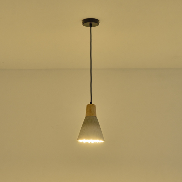 ΦΩΤΙΣΤΙΚΟ ΚΡΕΜΑΣΤΟ RUBBER WOOD-ΤΣΙΜΕΝΤΟ 1xΕ27 Max15w 160X160X220mm ΧΑΚΙ ARTE ILLUMINA GESSO - Image 3