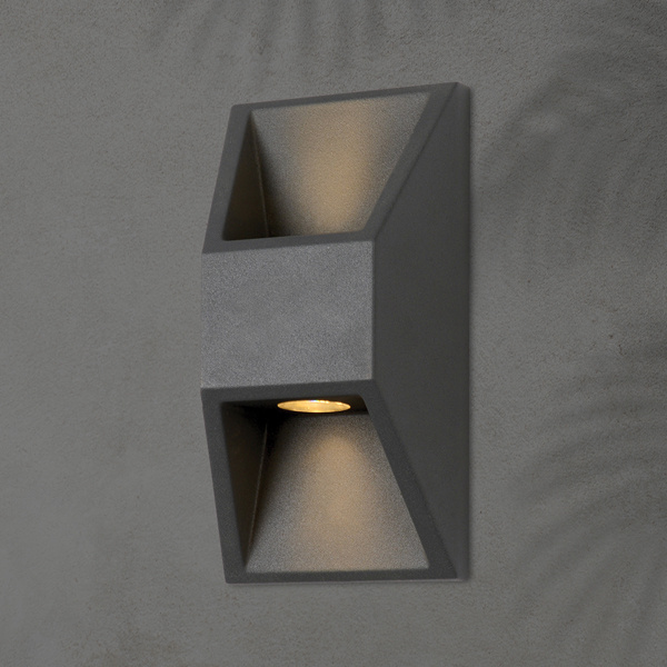 ΦΩΤΙΣΤΙΚΟ ΤΟΙΧΟΥ ΑΛΟΥΜΙΝΙΟΥ 2X1W 164X82X54.5mm ΓΡΑΦΙΤΗΣ ARTE ILLUMINA - Image 2