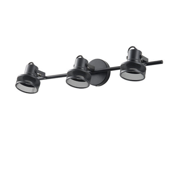 ΣΠΟΤ ΟΡΟΦΗΣ ΤΡΙΠΛΟ ΜΕ ΔΙΧΤΥ E27 Max 15w 640X100X300mm ΜΑΥΡΟ ARTE ILLUMINA SOLUN - Image 2