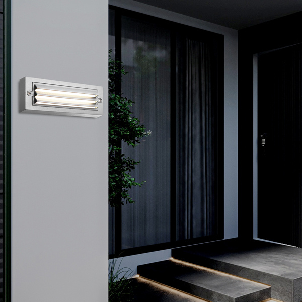 ΦΩΤΙΣΤΙΚΟ ΤΟΙΧΟΥ ΜΕ ΓΡΙΛΙΕΣ LED 6W 255X42X90 3CCT IP65 ΓΚΡΙ ARTE ILLUMINA SENARIO - Image 3