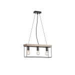 ΦΩΤΙΣΤΙΚΟ ΚΡΕΜΑΣΤΟ ΞΥΛO-ΜΕΤΑΛΛO 3ΦΩΤΟ 3XΕ27 Max15w 480x125x1230mm ΜΑΥΡΟ-ΚΑΦΕ ARTE ILLUMINA MULTIPLA