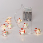 ΣΕΙΡΑ, 20 MINI LED, ΧΙΟΝΑΝΘΡΩΠΟΣ, ΜΠΑΤΑΡΙΑΣ 3xAA, ΧΡΟΝΟΔΙΑΚΟΠΤΗ, ΑΣΗΜΙ ΧΑΛΚΙΝΟ ΚΑΛΩΔΙΟ, ΘΕΡΜΟ ΛΕΥΚΟ LED ΑΝΑ 10cm, ΠΡΟΕΚΤΑΣΗ ΠΑΡΟΧΗΣ 30cm, IP20 - Image 3