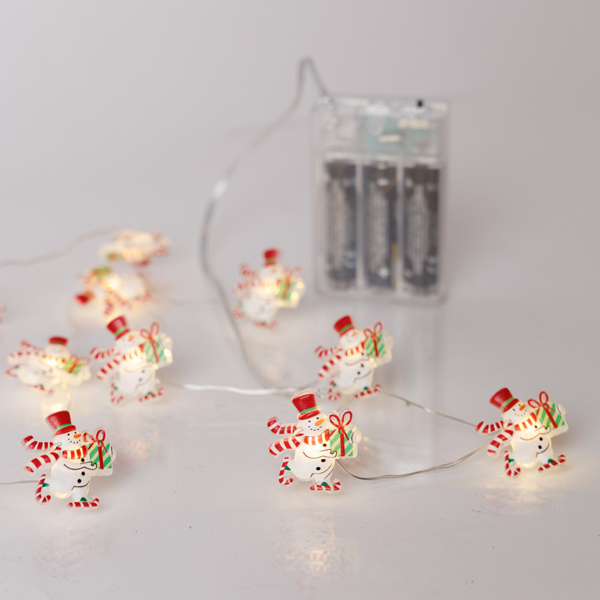 ΣΕΙΡΑ, 20 MINI LED, ΧΙΟΝΑΝΘΡΩΠΟΣ, ΜΠΑΤΑΡΙΑΣ 3xAA, ΧΡΟΝΟΔΙΑΚΟΠΤΗ, ΑΣΗΜΙ ΧΑΛΚΙΝΟ ΚΑΛΩΔΙΟ, ΘΕΡΜΟ ΛΕΥΚΟ LED ΑΝΑ 10cm, ΠΡΟΕΚΤΑΣΗ ΠΑΡΟΧΗΣ 30cm, IP20 - Image 3
